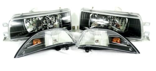 For 88 92 Toyota Corolla AE90 AE92 93 94 BLACK Headlights Headlamps E90 EE90