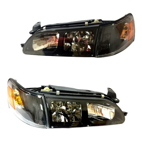 Fit For 93 97 Toyota Corolla DX Black Headlights Lamps LH RH Headlamps